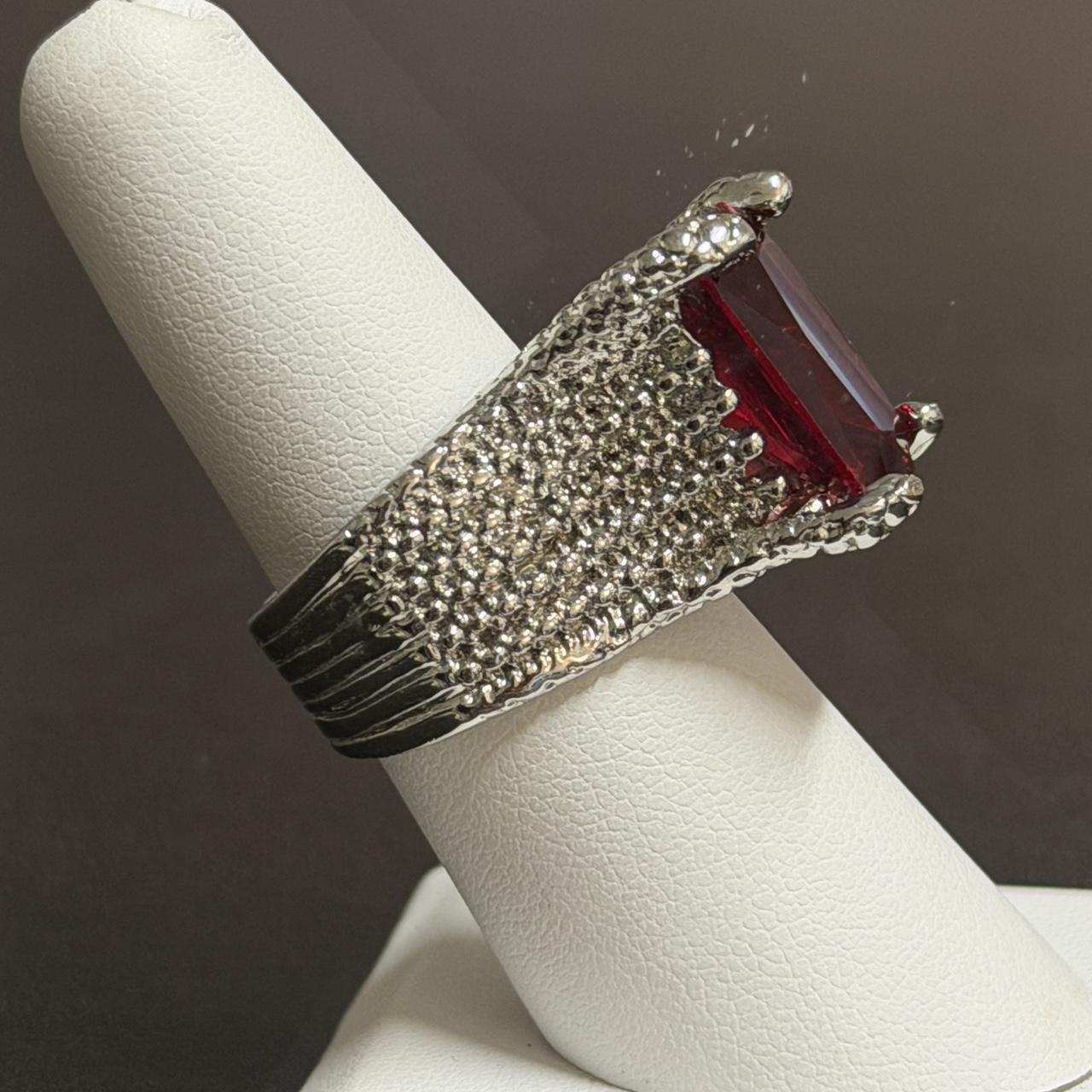 Women's Ring - Red/Silver – Silver ring with 10mm… - image 4