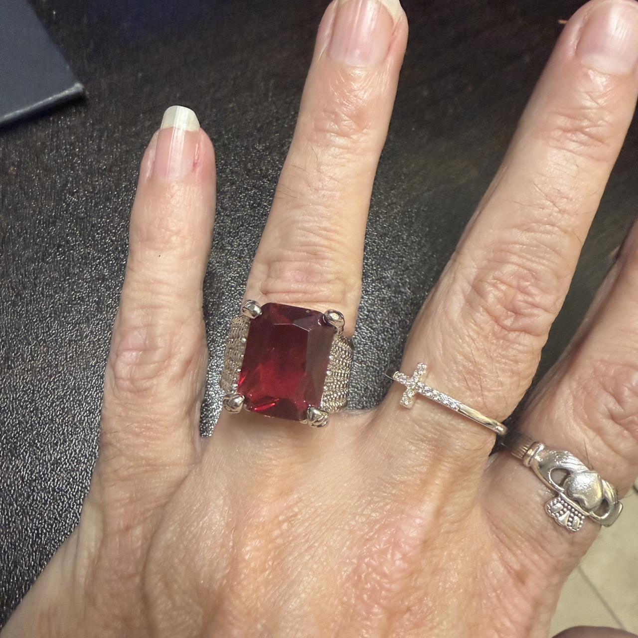 Women's Ring - Red/Silver – Silver ring with 10mm… - image 5