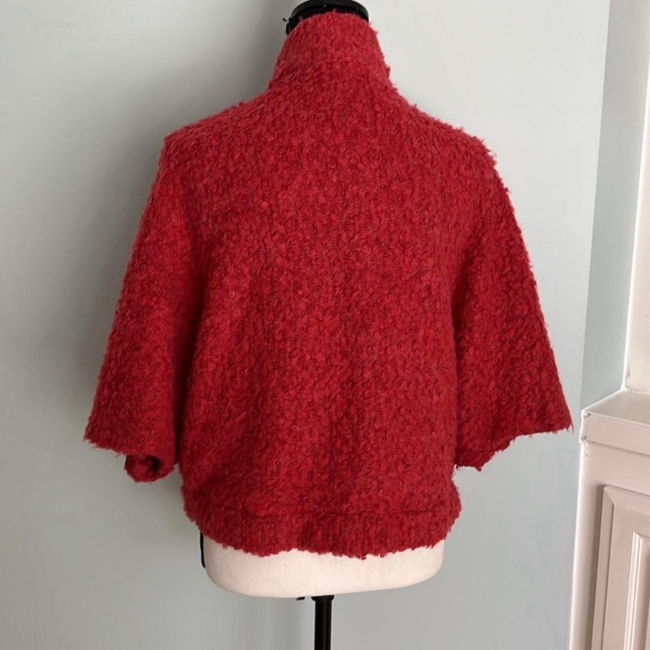 Women's Jacket - Red - M – Red Fuzzy Button Up Ja… - image 3