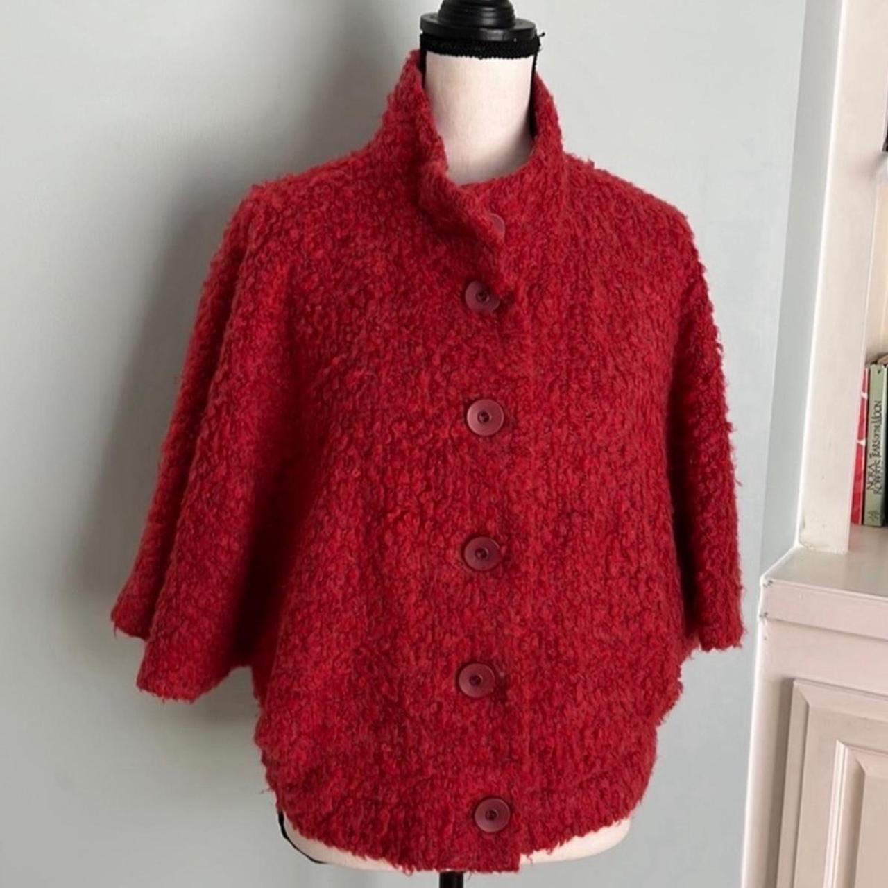 Women's Jacket - Red - M – Red Fuzzy Button Up Ja… - image 1