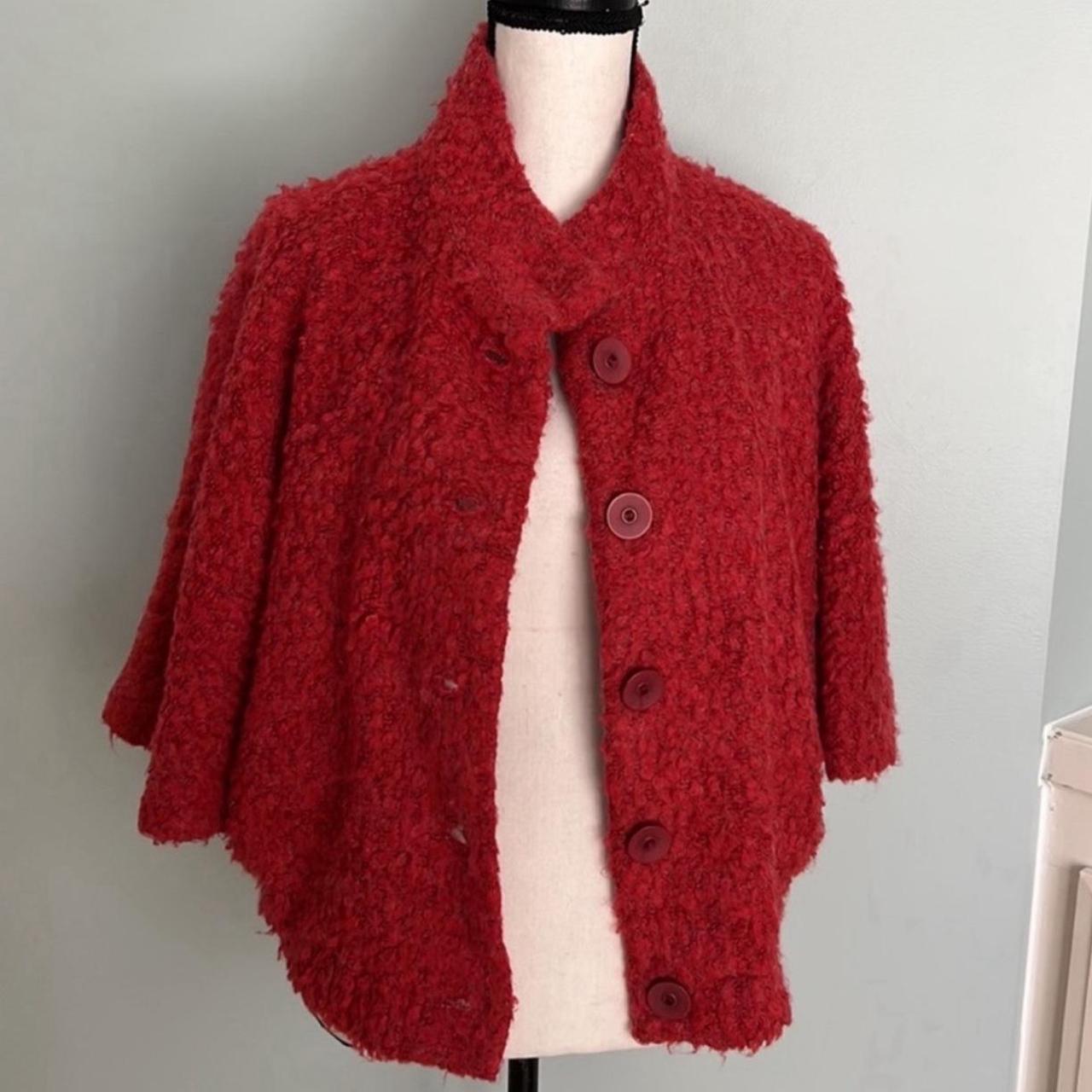 Women's Jacket - Red - M – Red Fuzzy Button Up Ja… - image 4