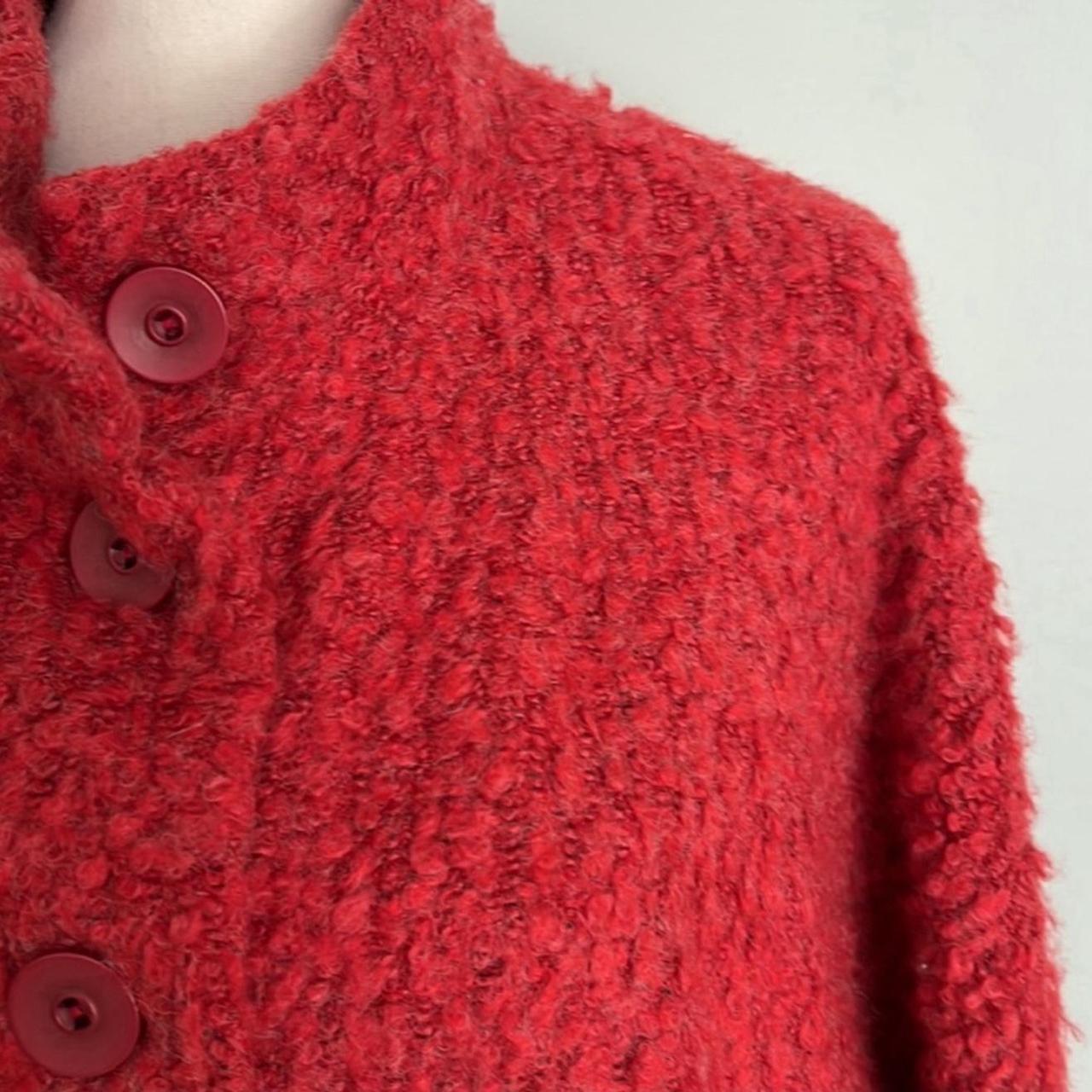 Women's Jacket - Red - M – Red Fuzzy Button Up Ja… - image 2