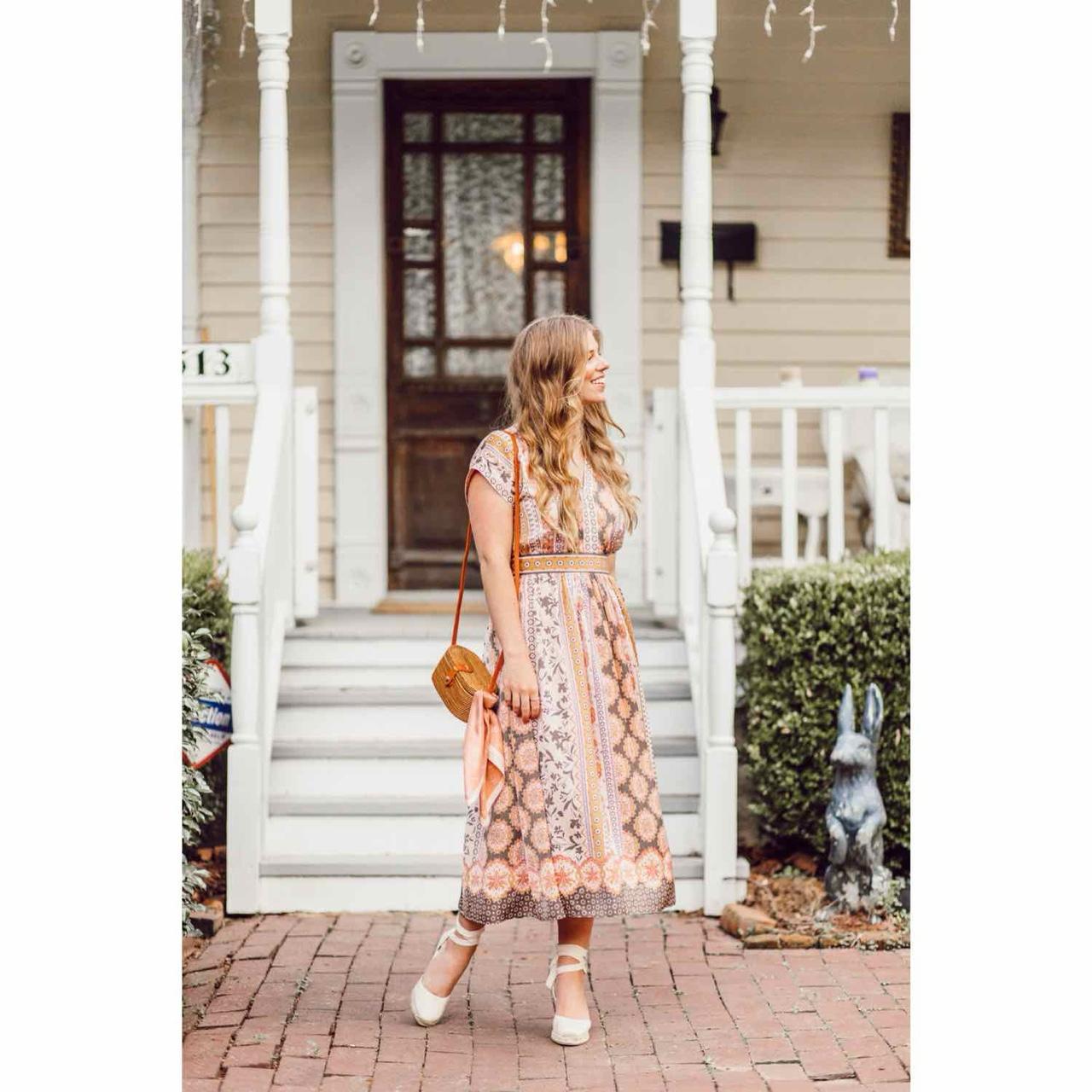 Gal Meets Glam Liza Print Charmeuse Midi Dress Depop