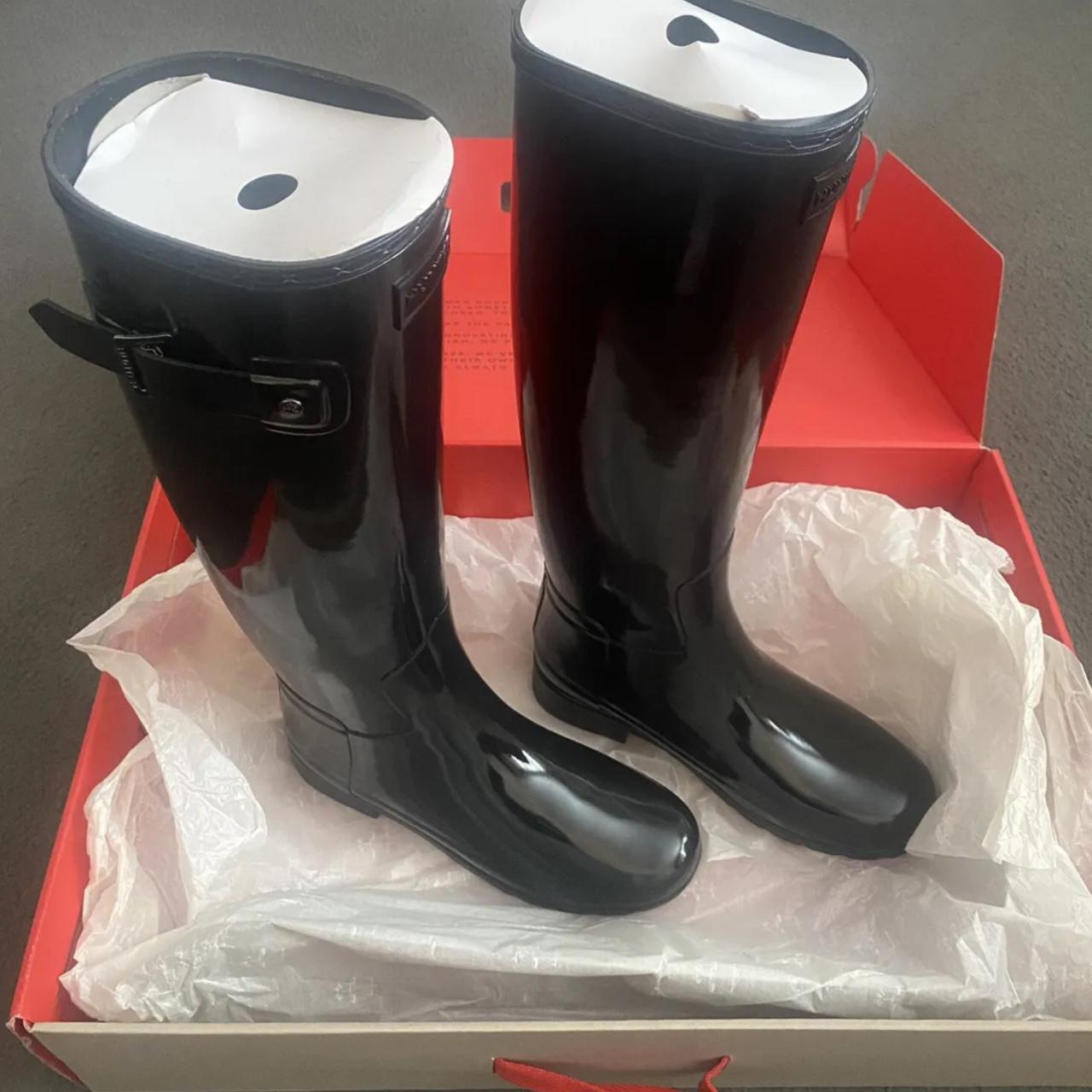 NEW - Hunter Wellies Women Tall Black Gloss Boots... - Depop