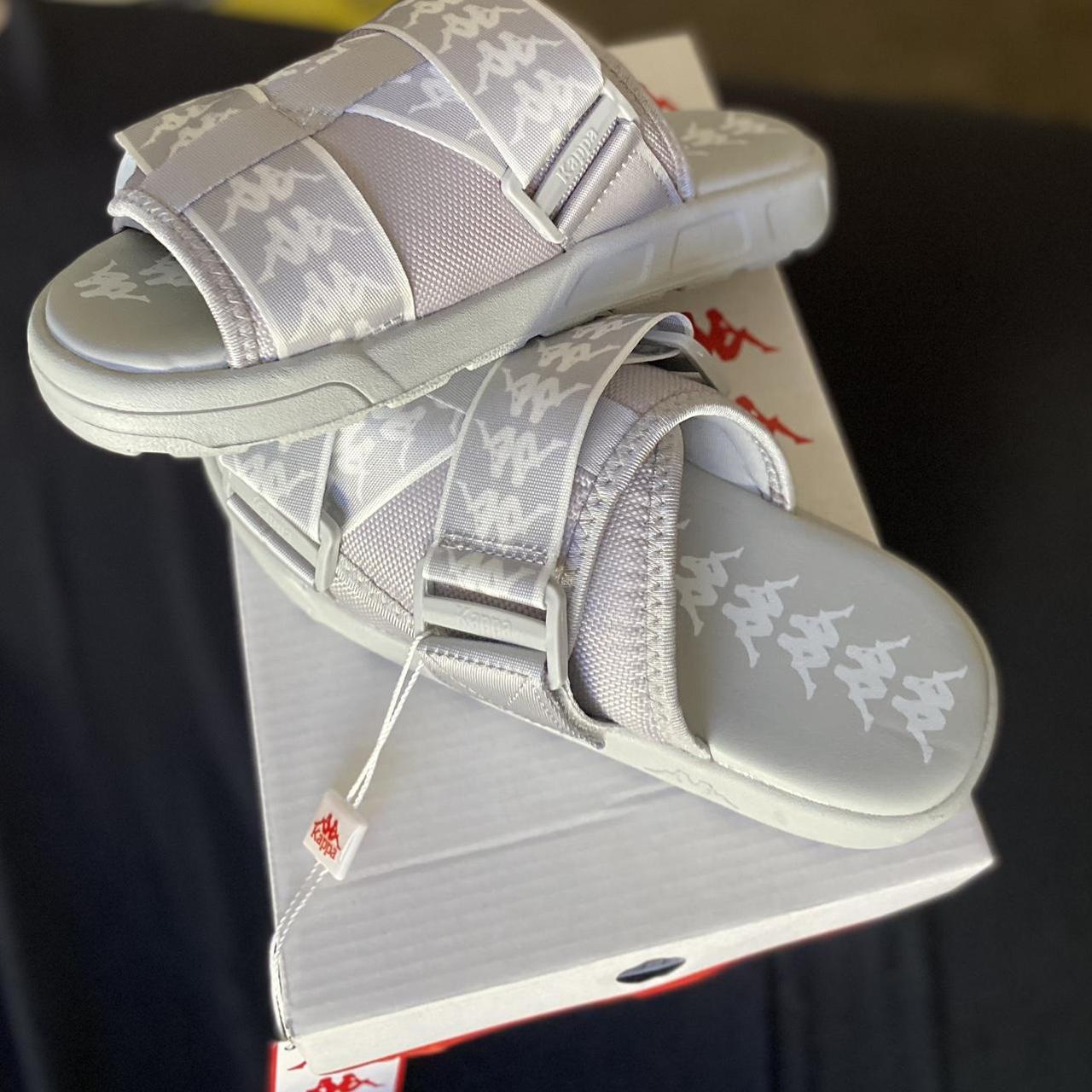 Kappa slides (grey-white Depop