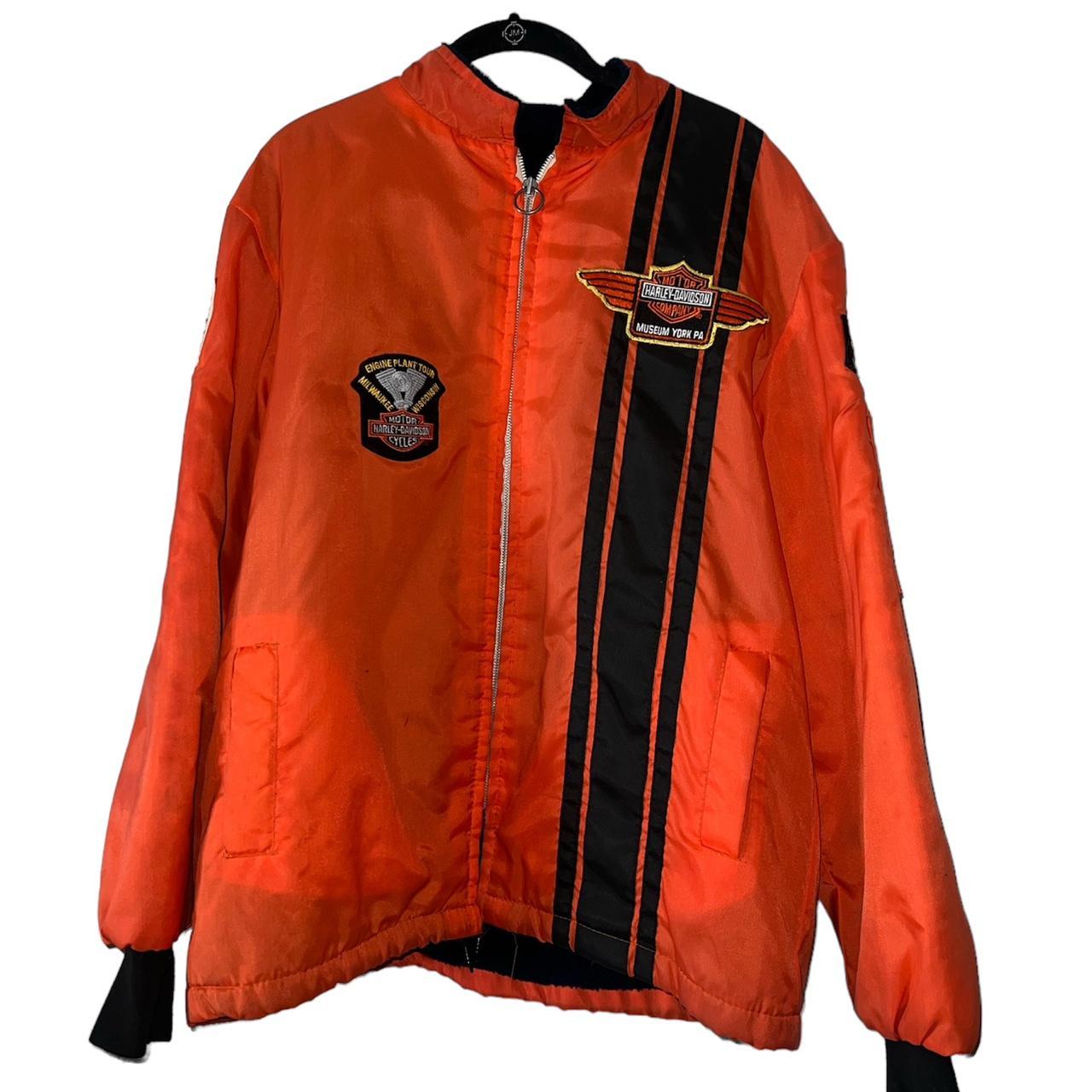 Harley davidson orange and black nylon jacket best sale