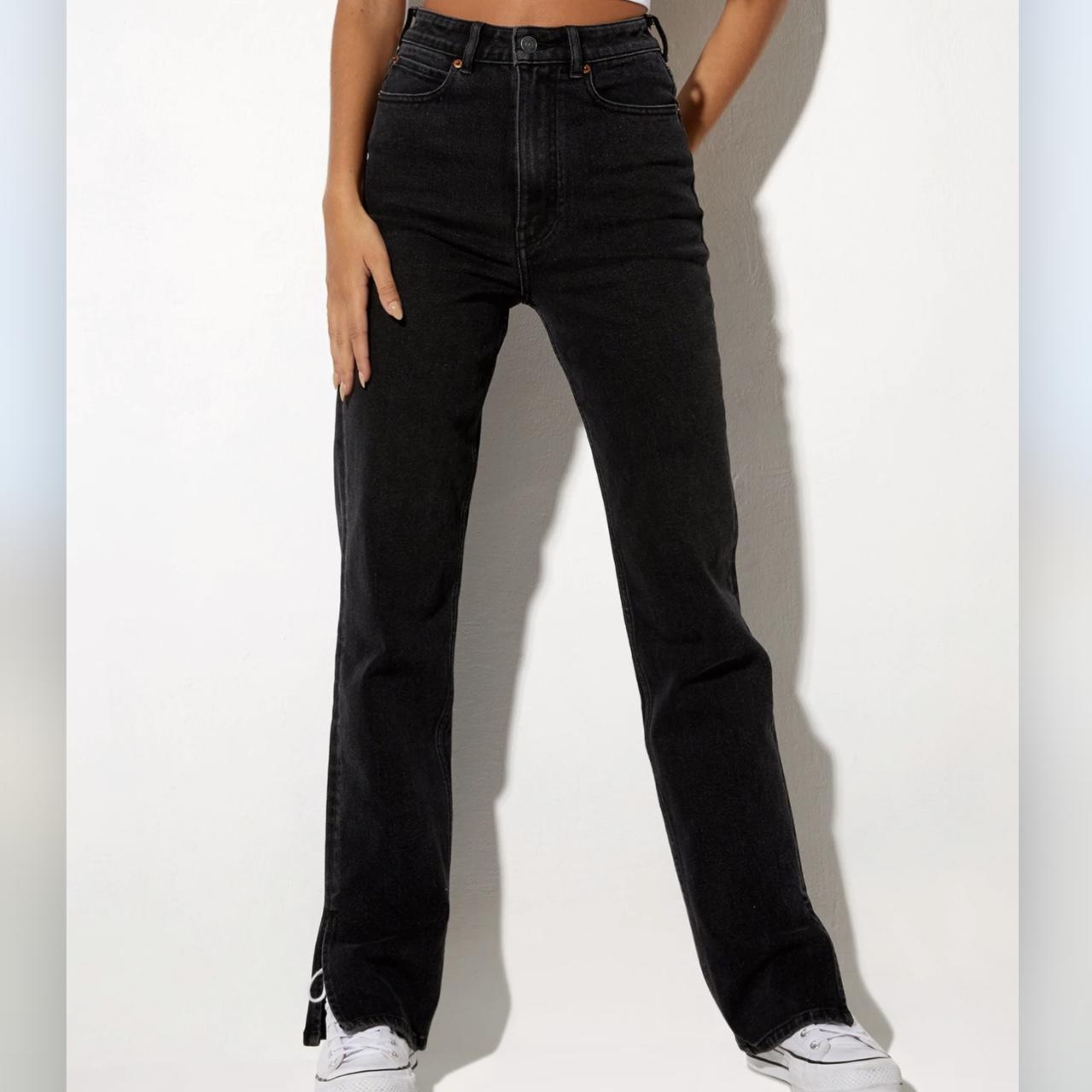 Motel Rocks Straight Leg Jeans in Black Wash/Light... - Depop