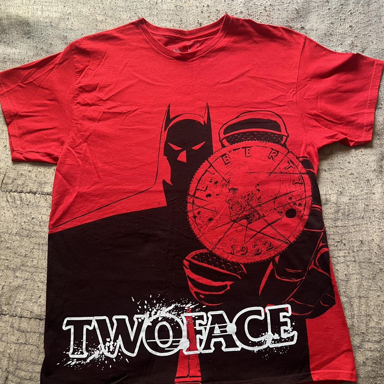 Batman Red Two Face T Shirt Mens Large Comic Depop