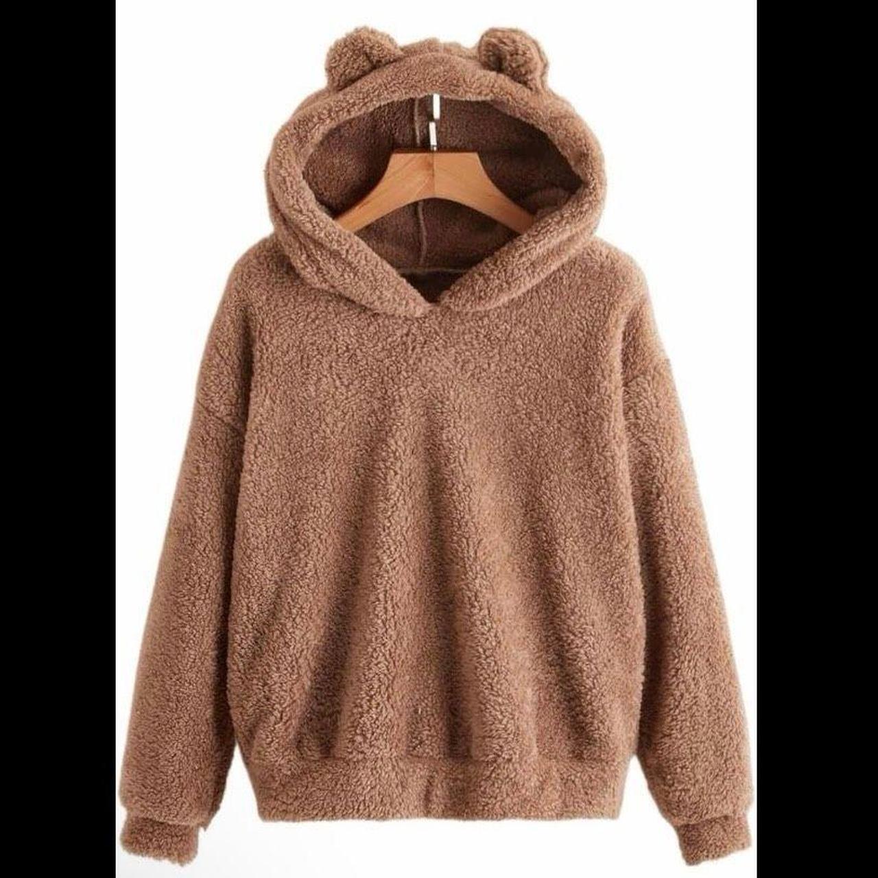 Teddy Bear ears Hoodie Solid Drop Shoulder