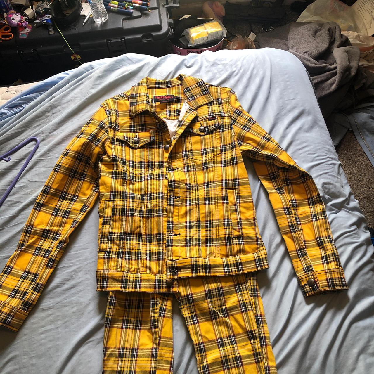 Plaid Pajama Plaid Pants Mens Yellow KAPMENTS Streetwear Yellow