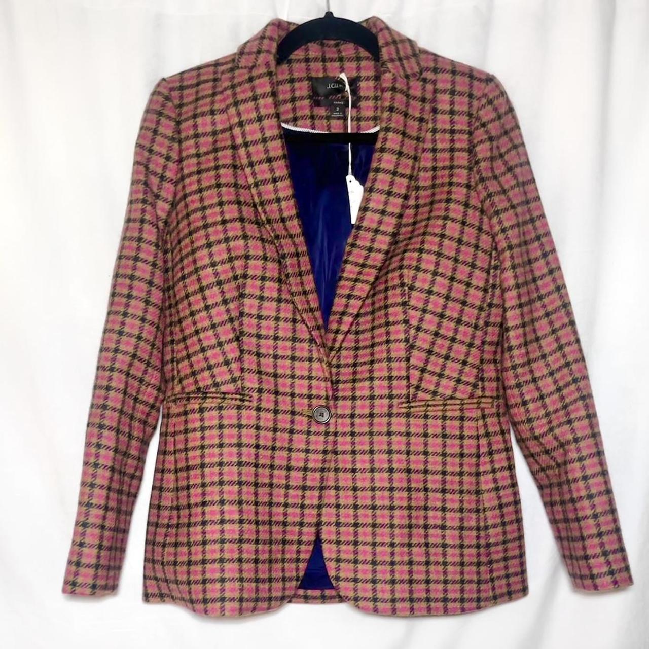 J. good Crew pink houndstooth blazer