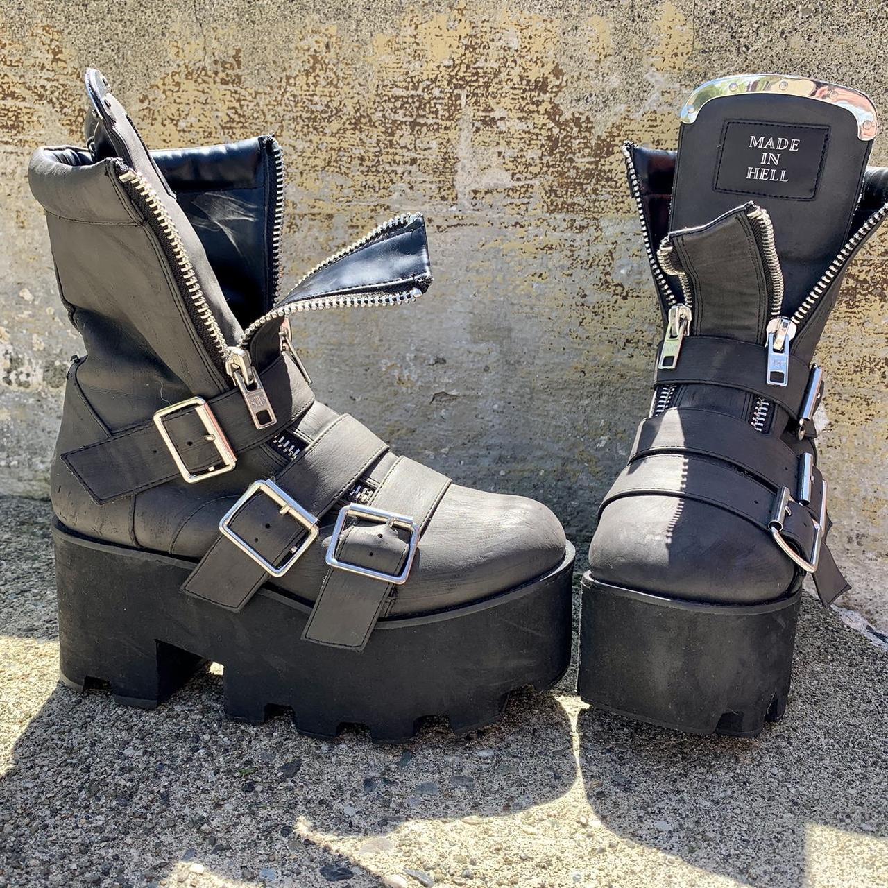 chunky punk dollskill buckle bondage platform boots... - Depop