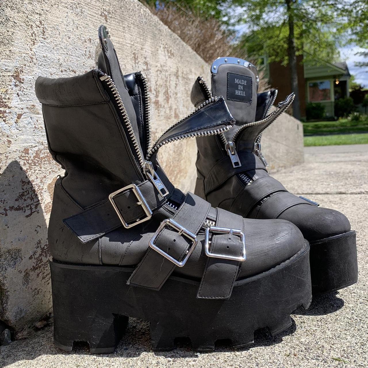 chunky punk dollskill buckle bondage platform boots... - Depop