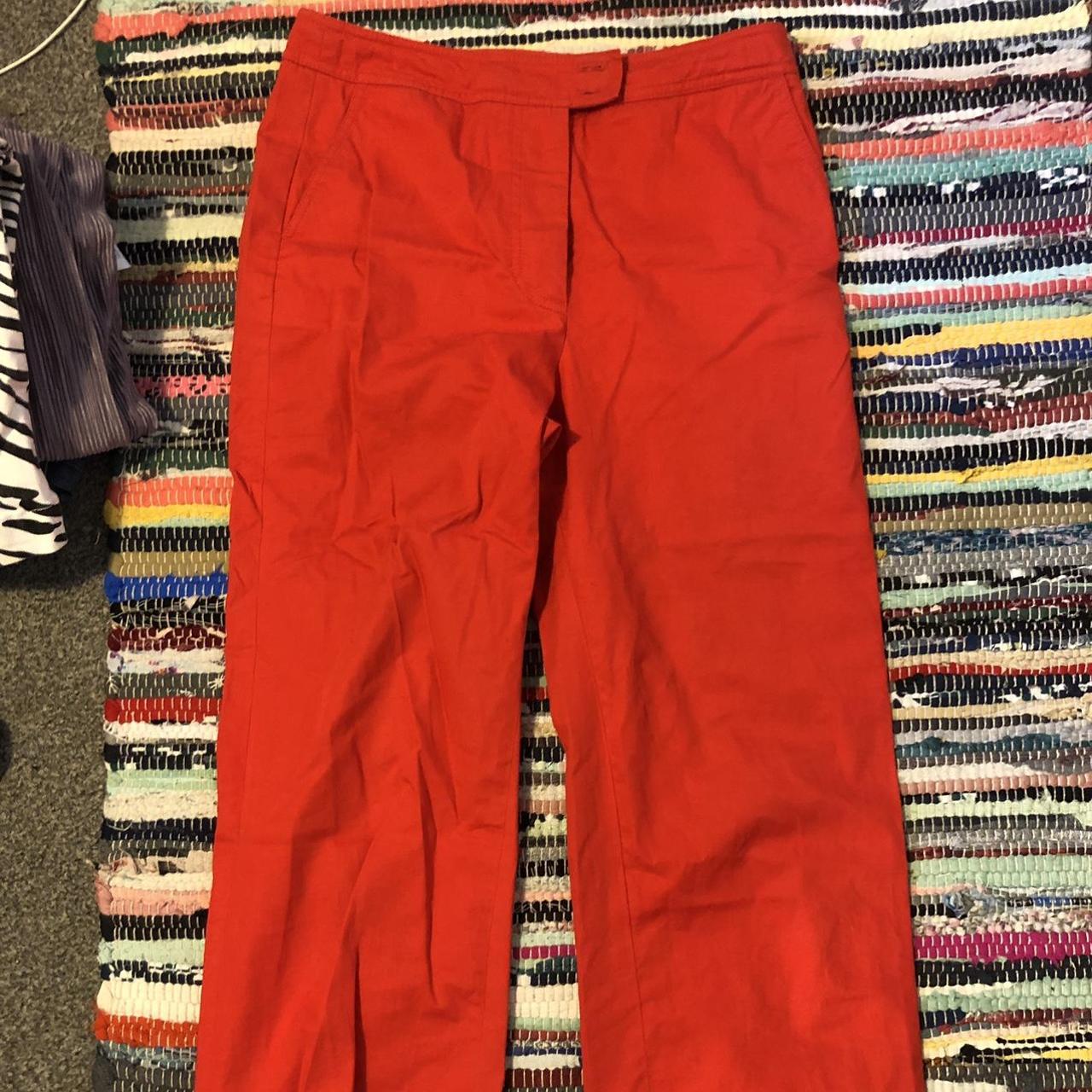 Boden red straight leg trousers 100% cotton UK10... - Depop