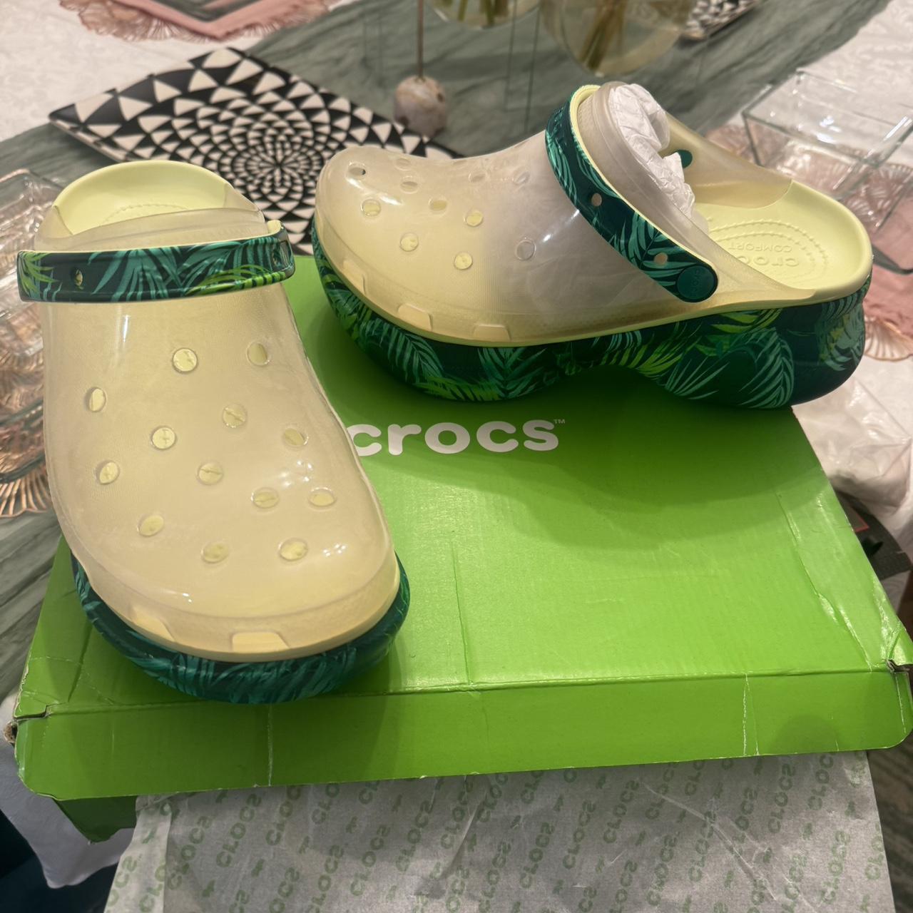 tropical teal crocs size 8