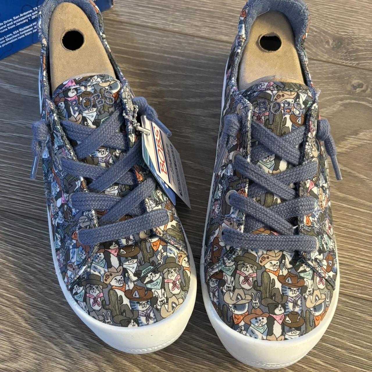 Bobs from Skechers Cat Print Canvas Shoes Depop