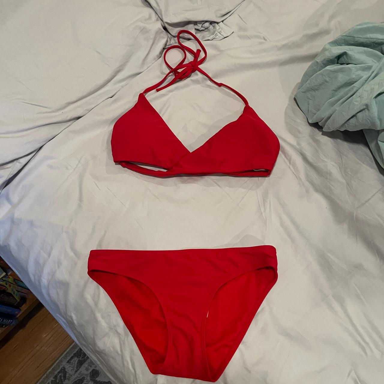 xs red hollister wrap halter top bikini the top is a