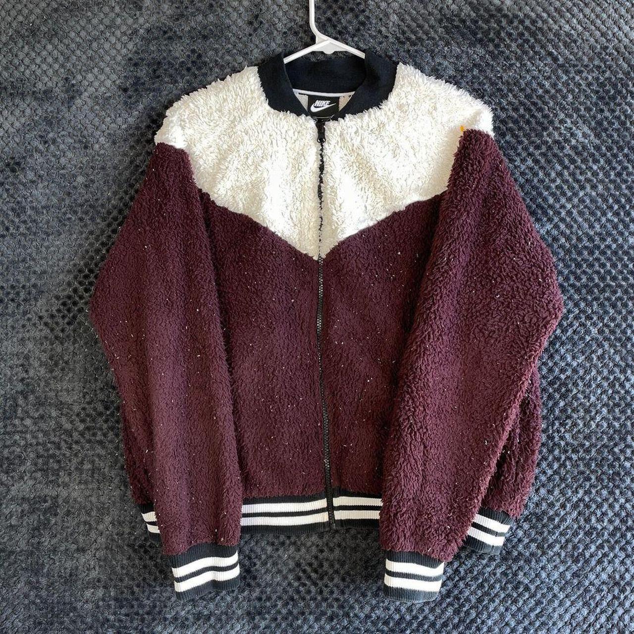 Nike Sportswear Women s Sherpa Wolf Bomber Red Zip. Depop