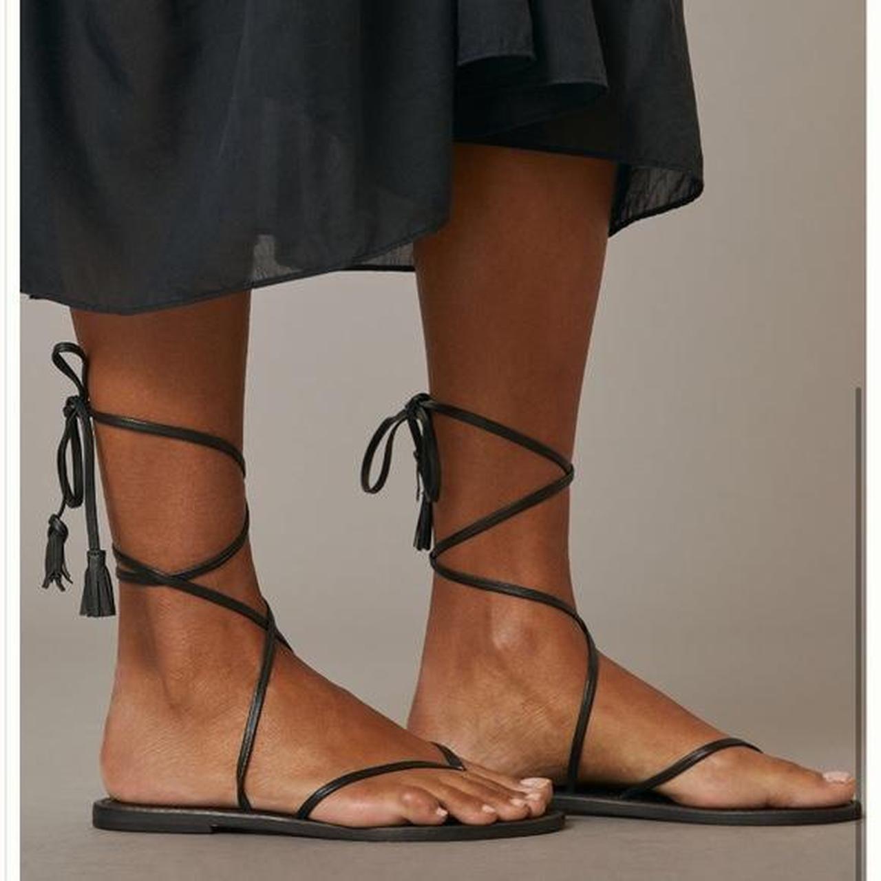 Anthropologie Pilcro Ankle Tie-Up Strappy Thong...