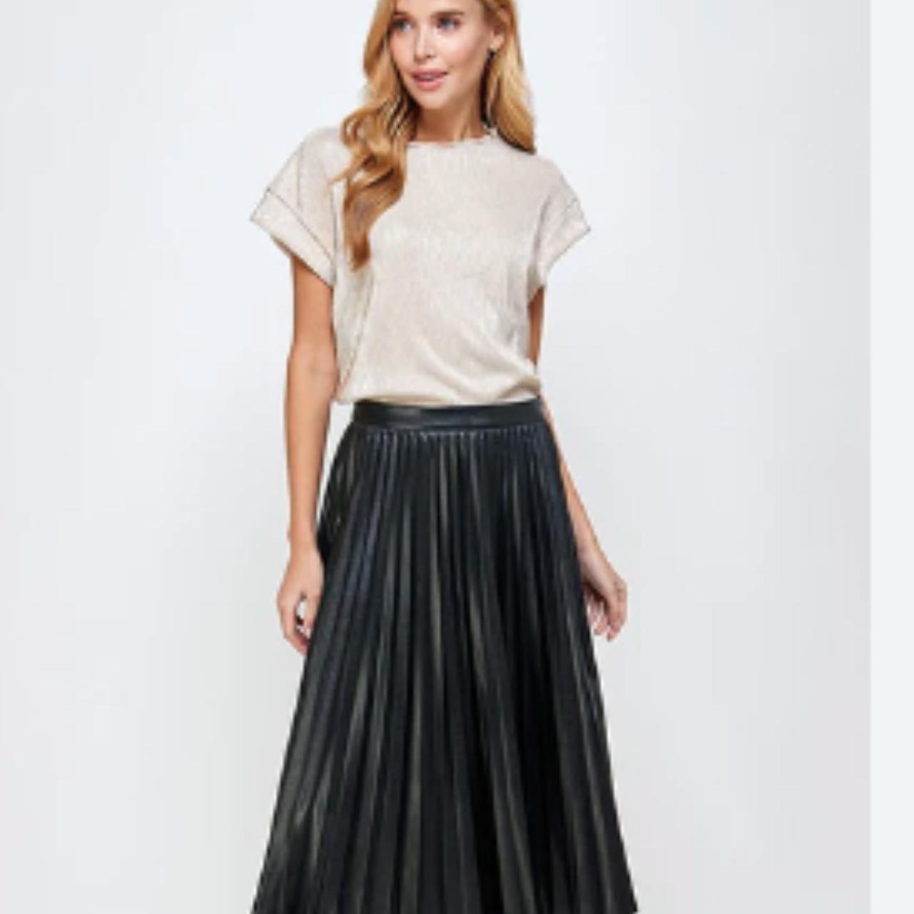 Leather pleated skirt j wheels crew