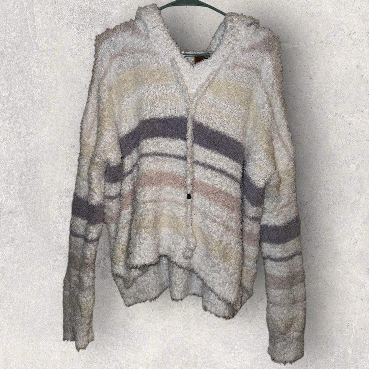 perfect condition POL fuzzy stripe hoodie sweater Depop
