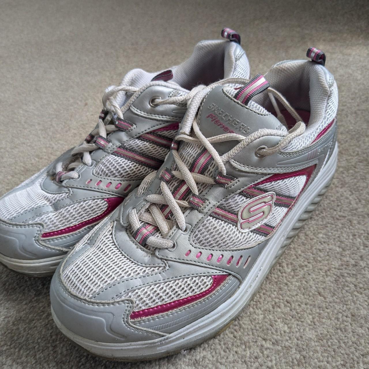 Skechers shape up grey and pink trainers. Size UK 5. Depop