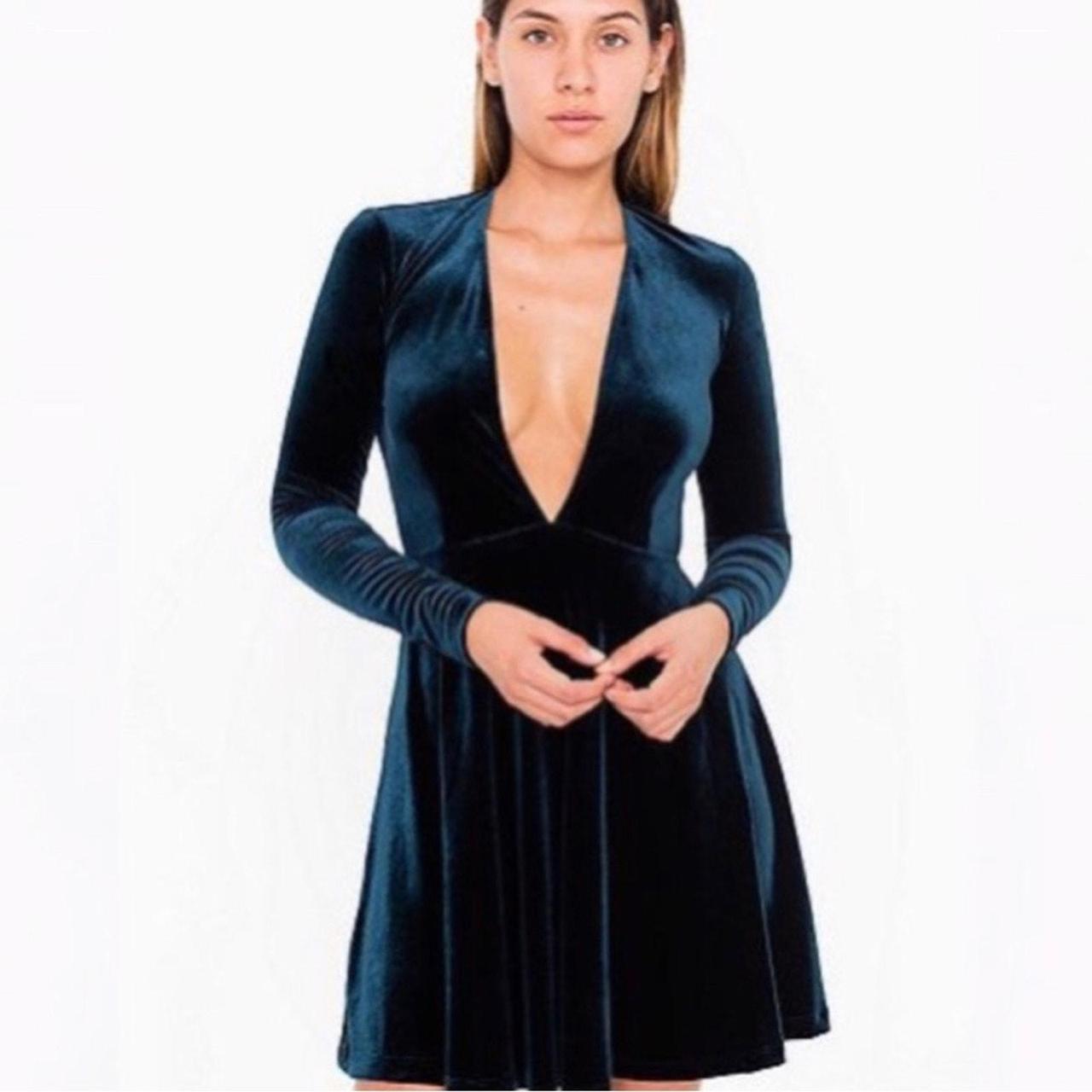 American Apparel velvet long sleeve skater dress