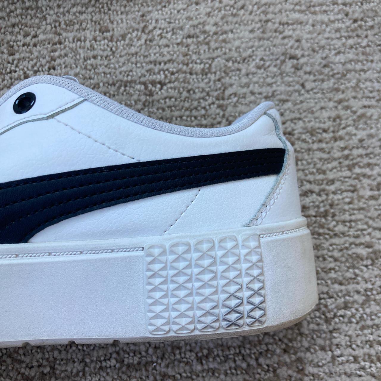 white and black puma tennis shoes size women s. Depop