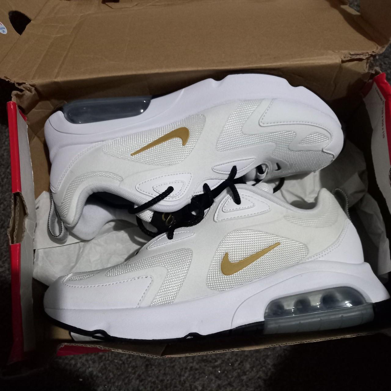 nike white and gold air max 200 trainers
