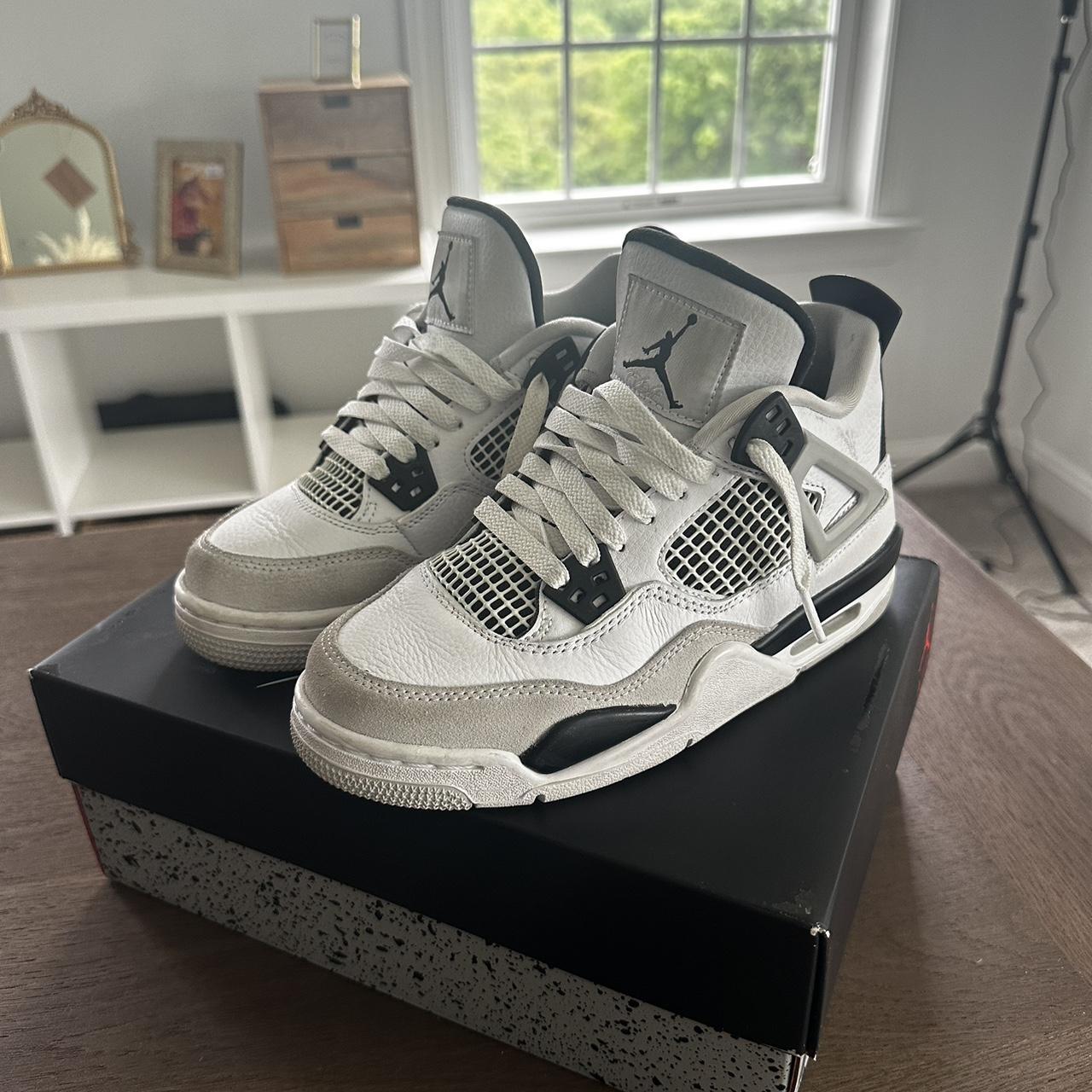 Jordan 4s Military blacks gs, size y Depop