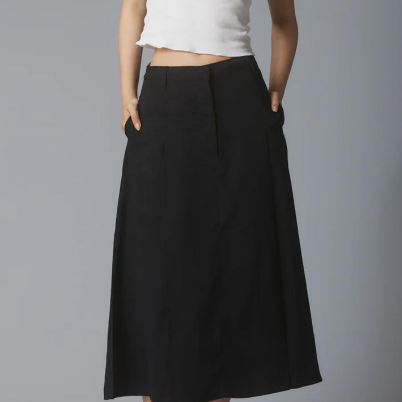 Uniqlo Women's Midi Skirt S Blue Cotton with Elastane, Polyester