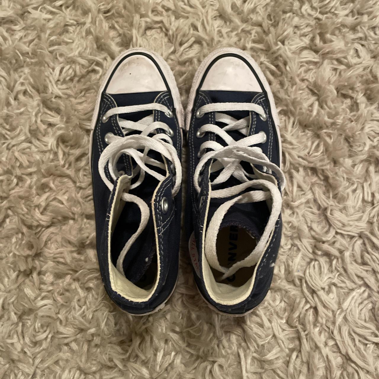 Navy Blue Converse - Depop