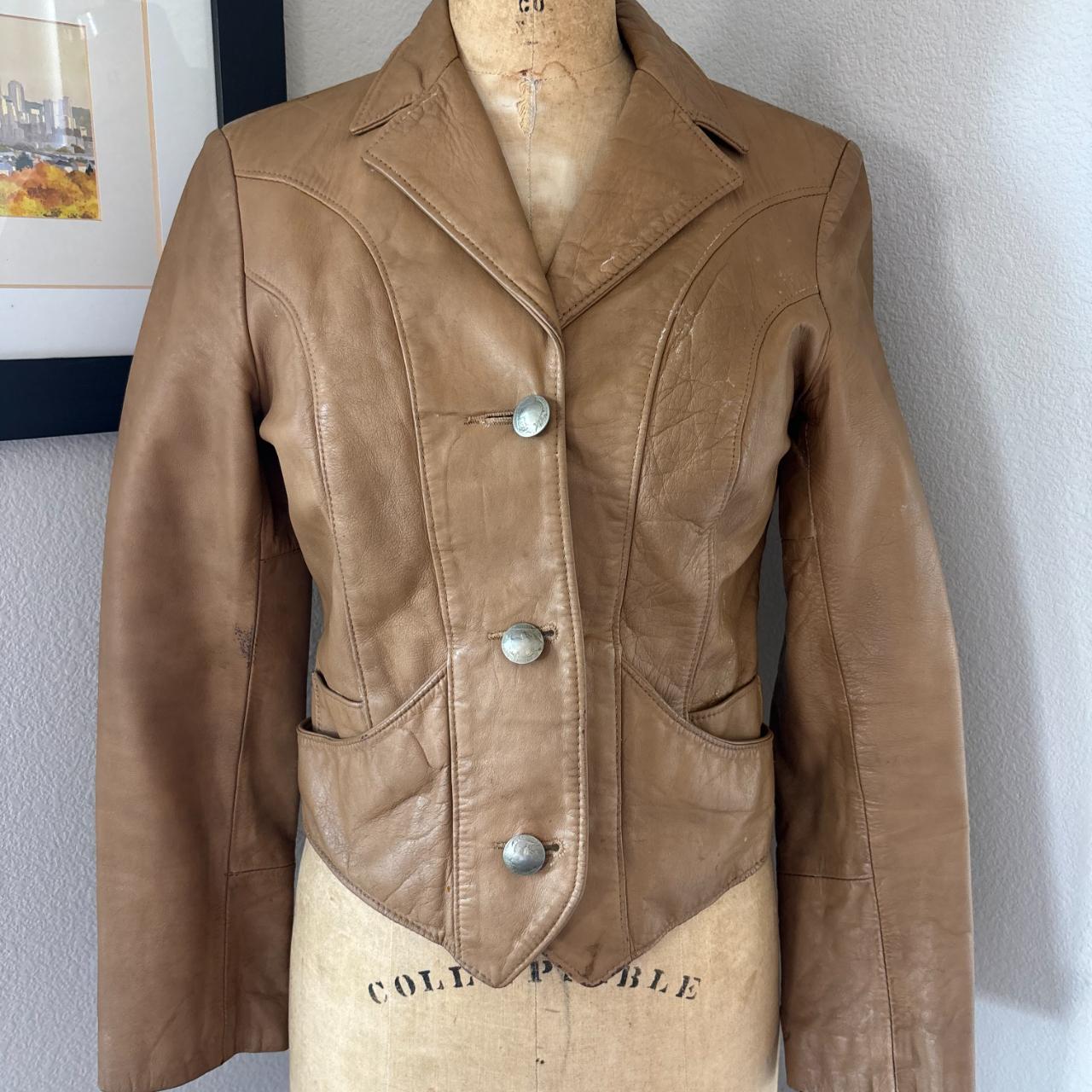 Vintage Women's Leather Jacket - Tan/Brown - XS –… - image 1
