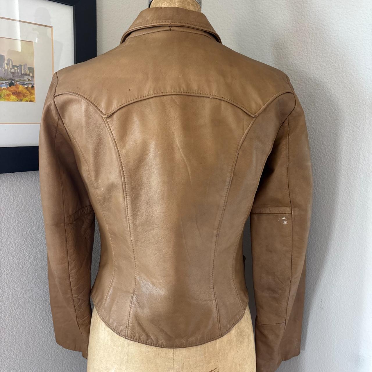Vintage Women's Leather Jacket - Tan/Brown - XS –… - image 2