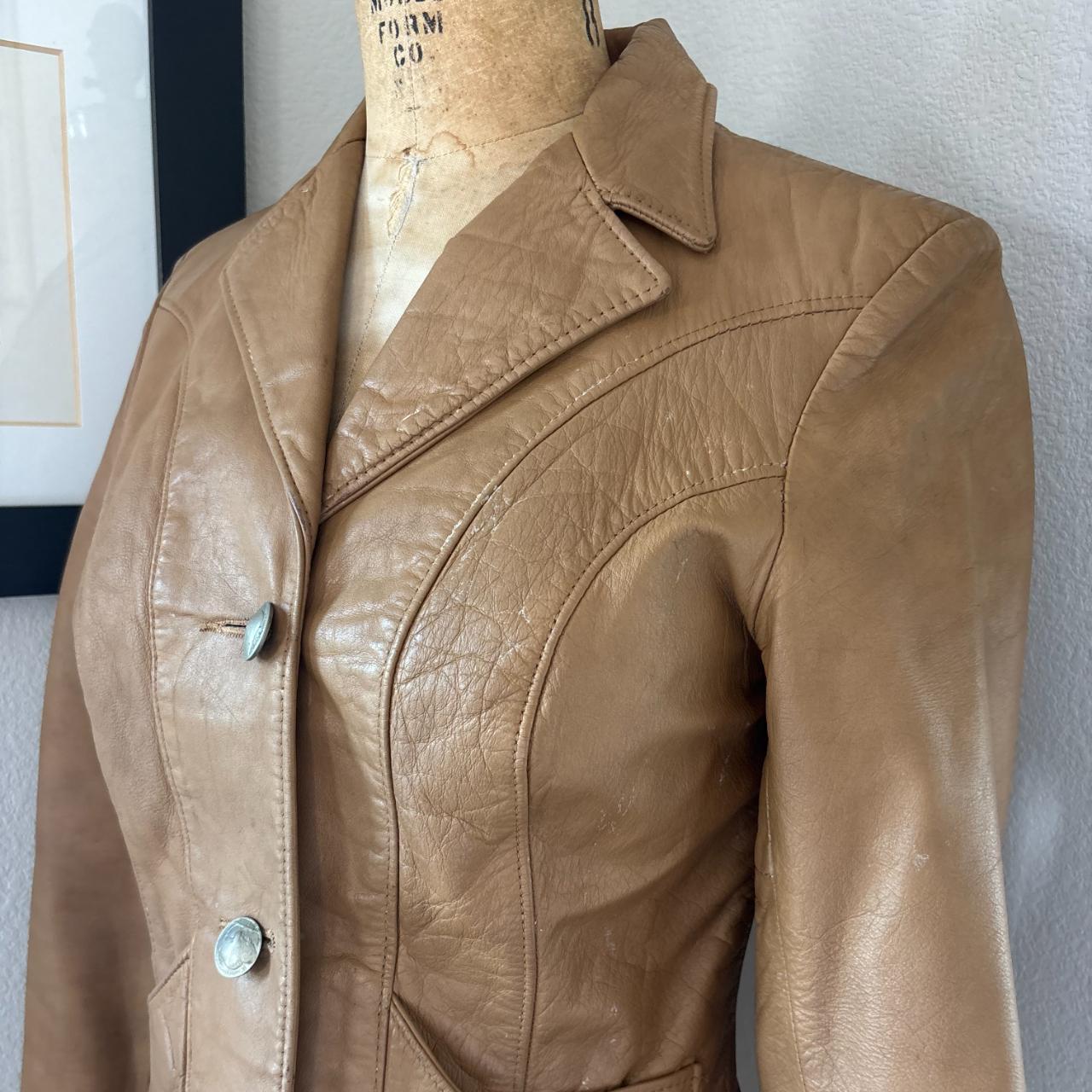 Vintage Women's Leather Jacket - Tan/Brown - XS –… - image 3