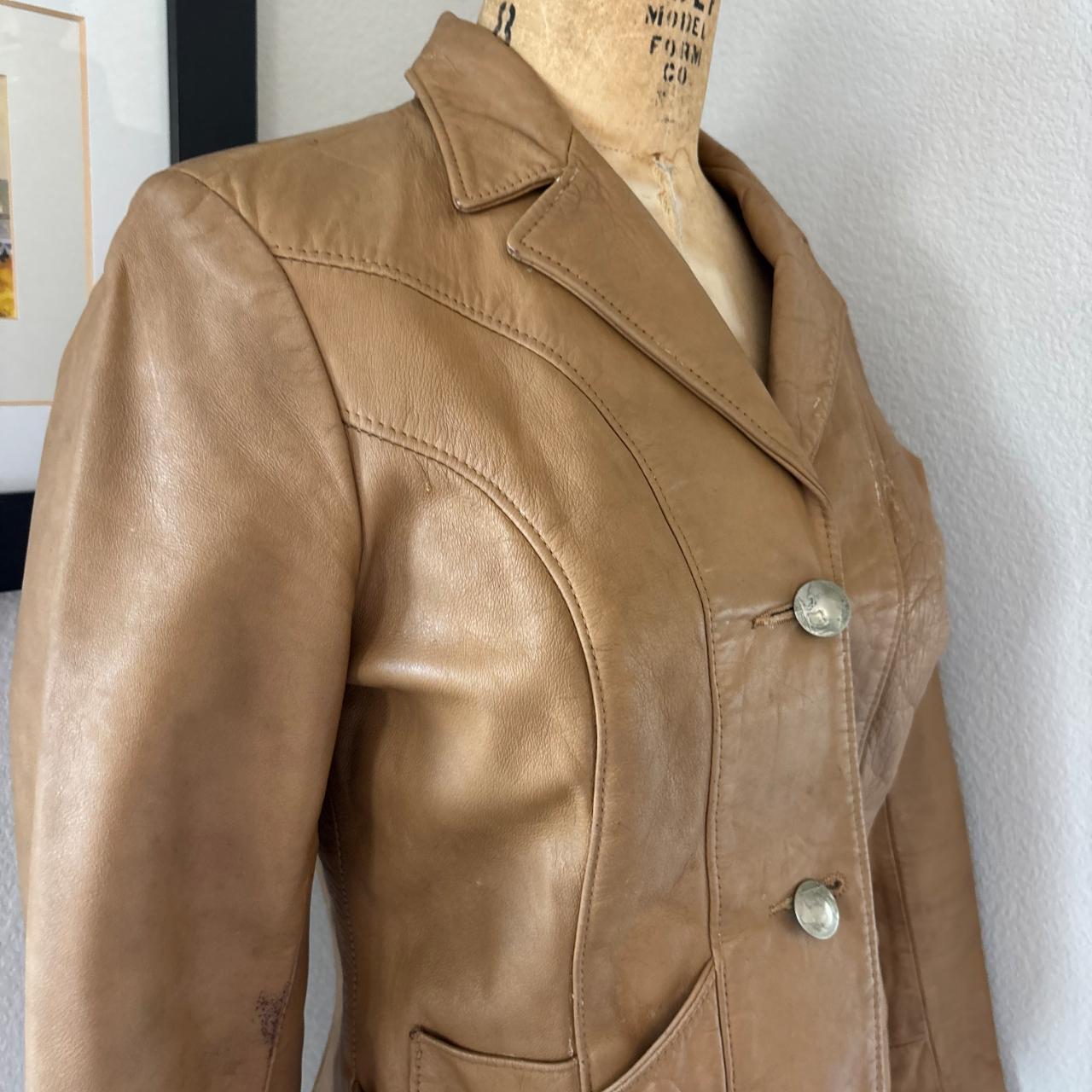 Vintage Women's Leather Jacket - Tan/Brown - XS –… - image 4