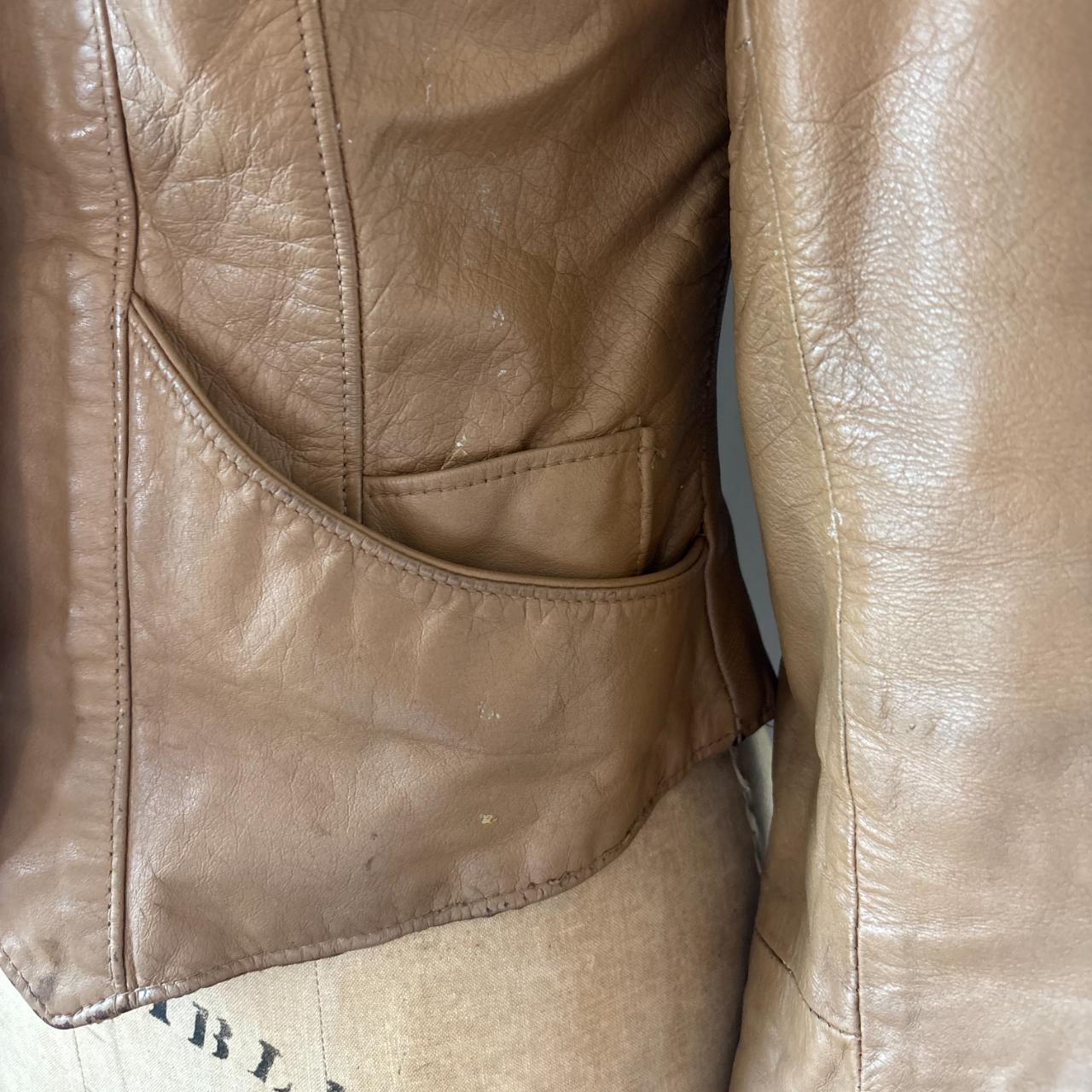 Vintage Women's Leather Jacket - Tan/Brown - XS –… - image 5