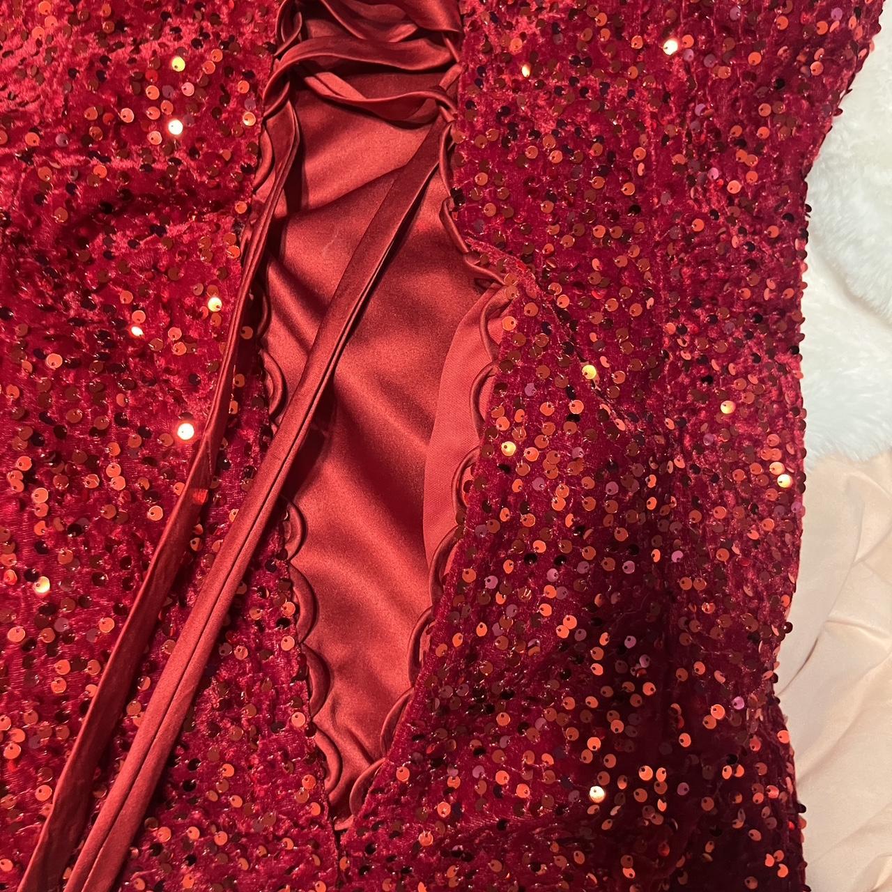 ️ Red Sequin Jessica Rabbit Style Gown w/ Long... | Depop