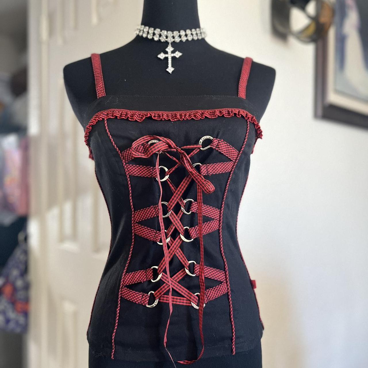 Vintage Tripp NYC Black with Red outlets Gingham Corset