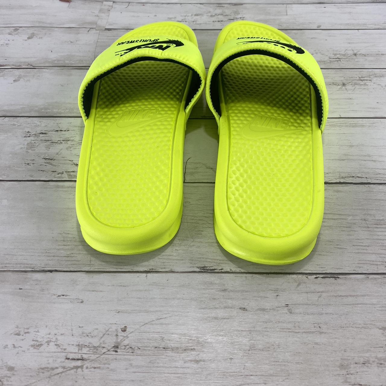 Nike lime green slides best sale