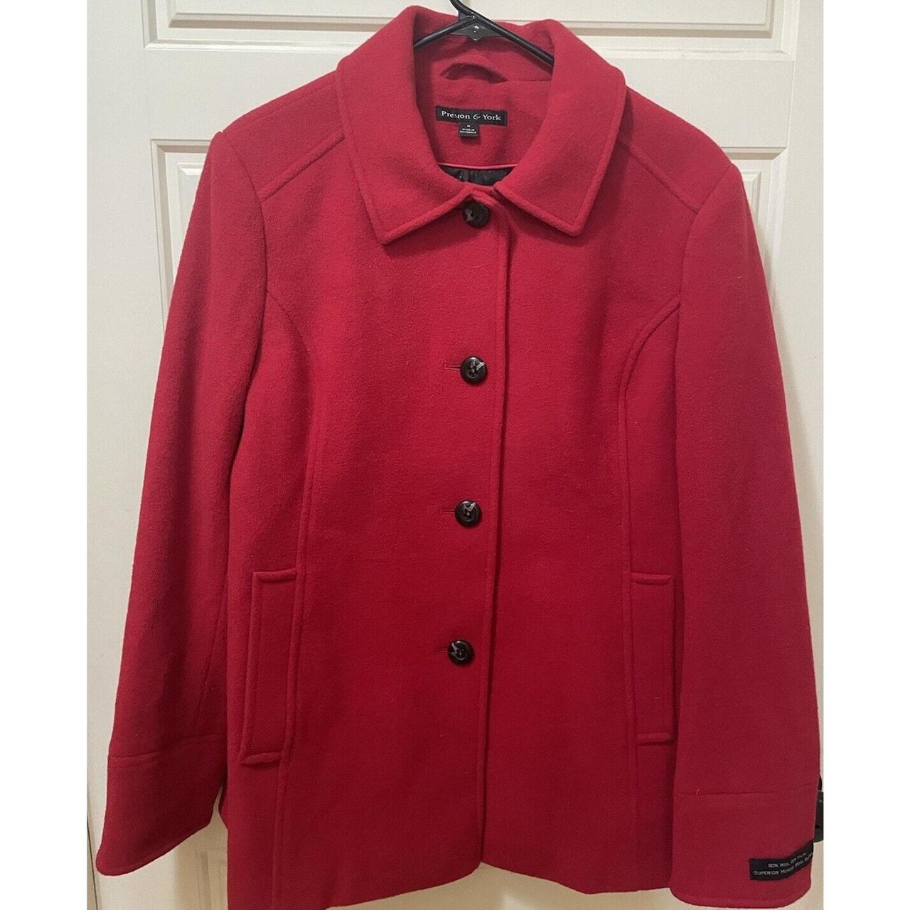 Preston York Red Merino Wool Blend Pea Coat. Depop