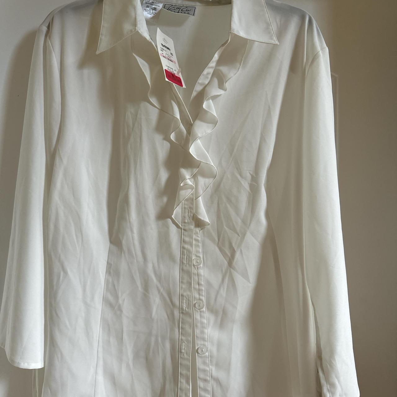 VINTAGE KATHY CHE BLOUSE LACE EMBROIDERY CAREER PREPPY TWEE ACADEMIA PLUS  SIZE, image size:1280x1280