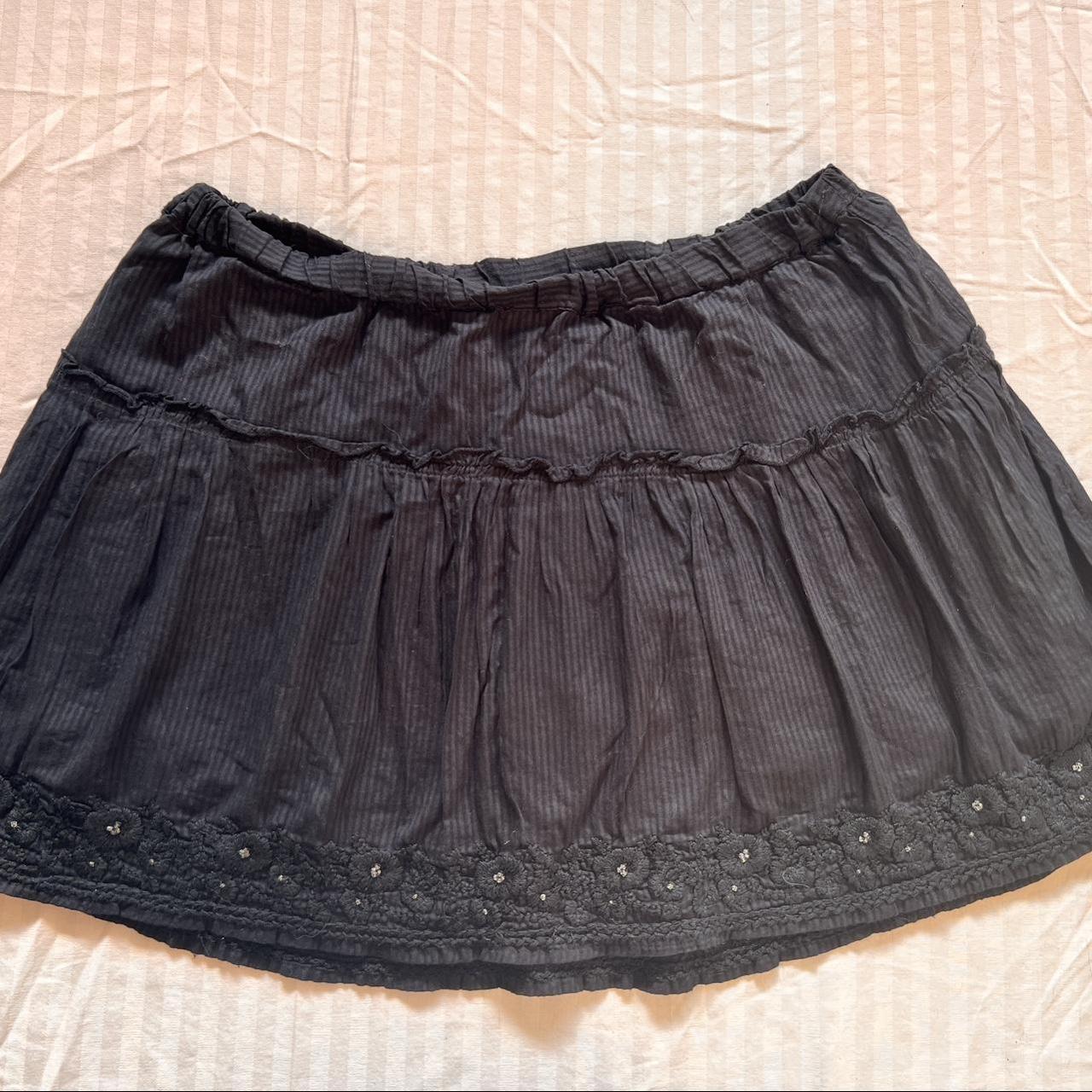 The cutest vintage black cotton mini skirt!! Fluffy... - Depop