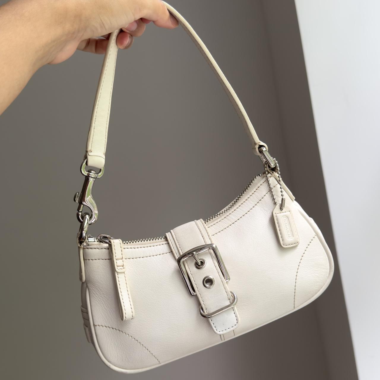 Beautiful Vintage Coach mini white leather buckle | Depop