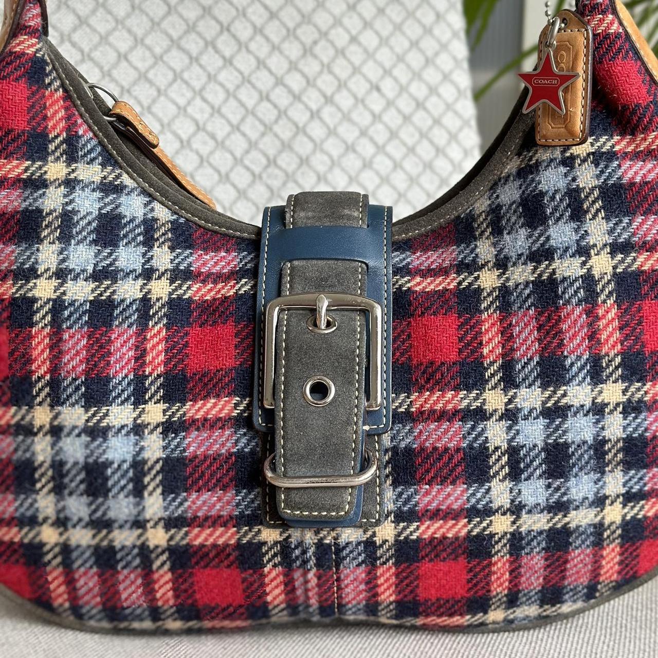 Deals Coach Red Wool Tartan Plaid Demi Bag