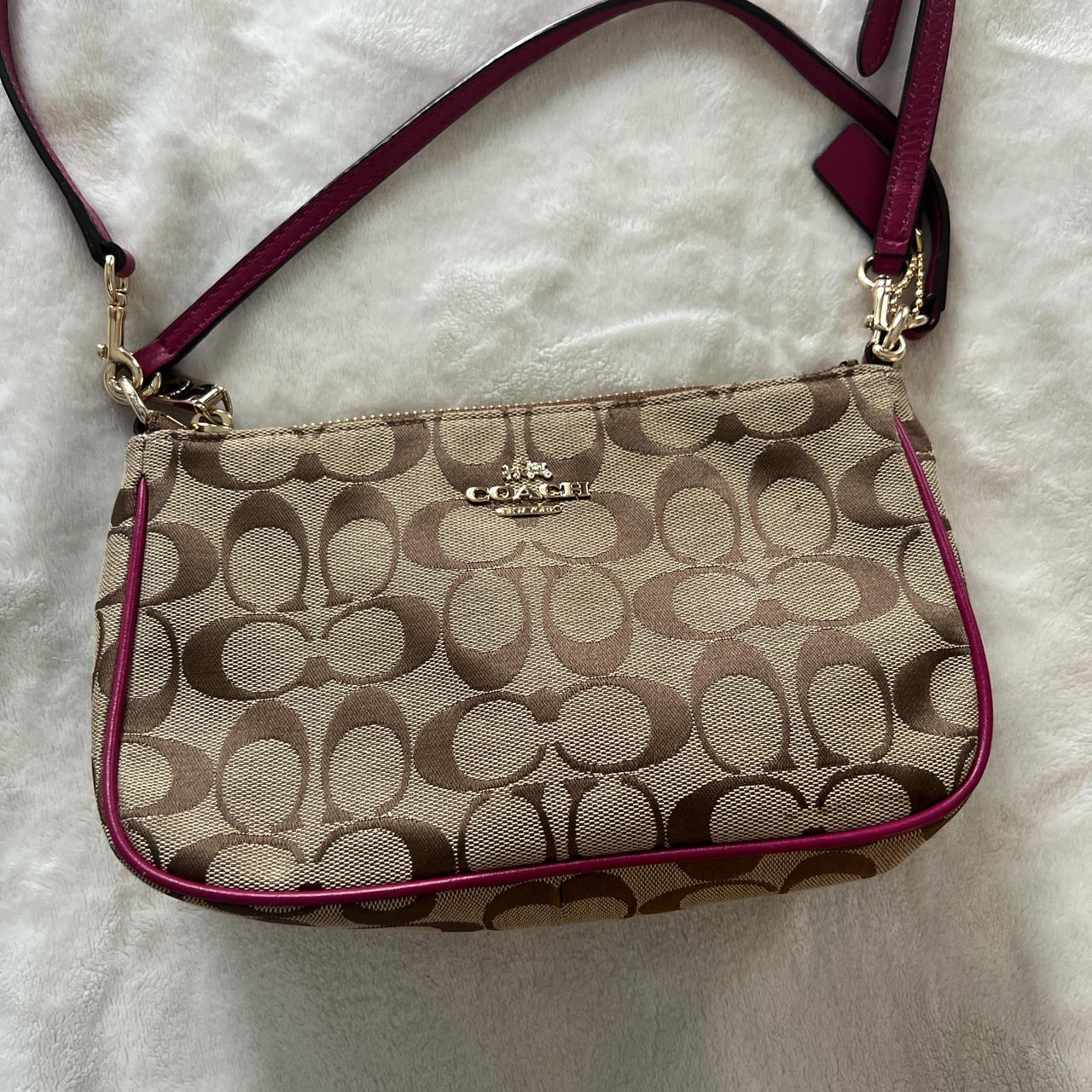 Coach Mini Purse with pink accents and Adjustable... - Depop