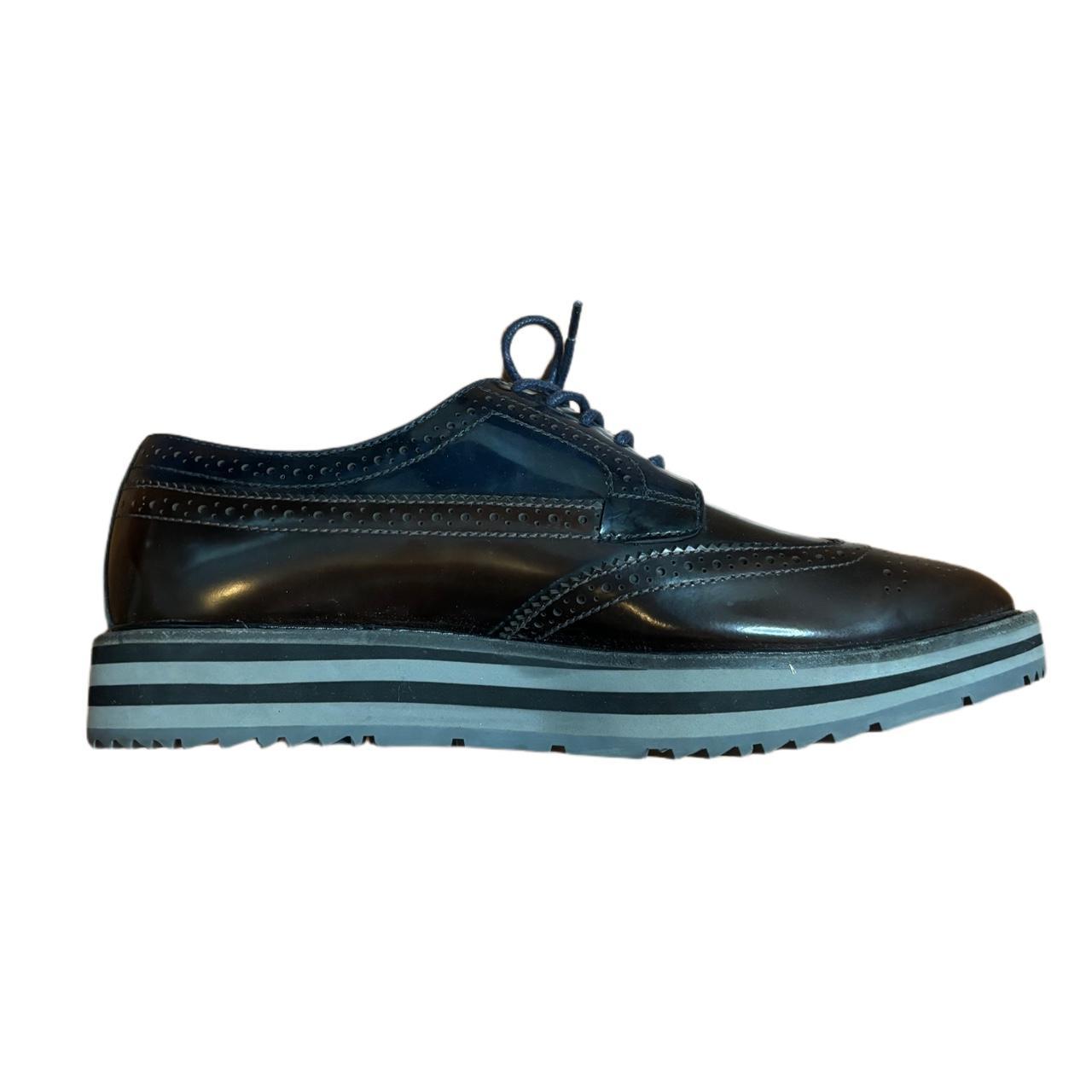 Mens Prada Chunky Sole Brogue Navy and Brown Made in