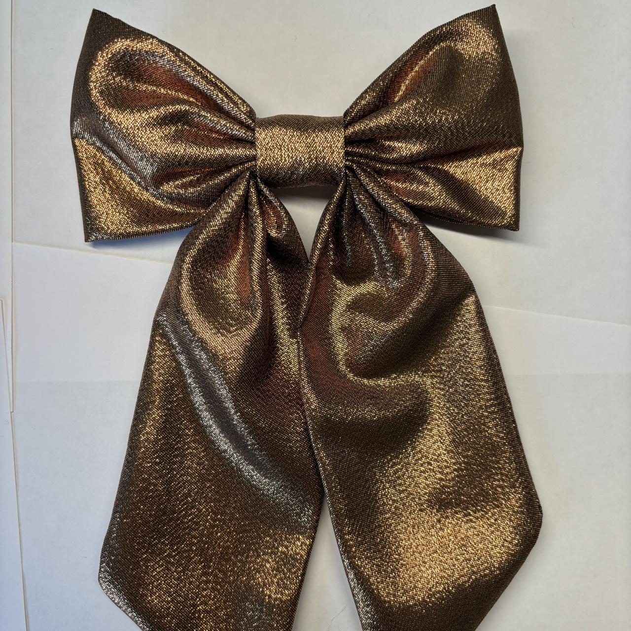 Brown glitter gold hair clip Handmade hair bow... - Depop