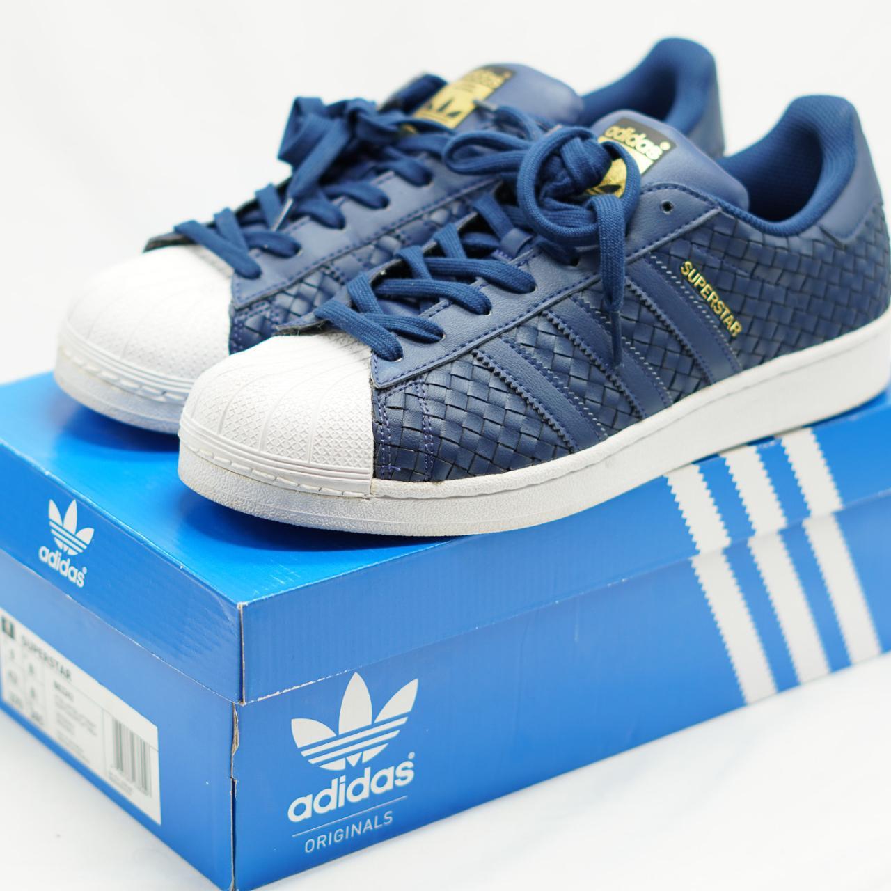 Adidas Originals SUPERSTAR WOVEN Navy Blue Worn