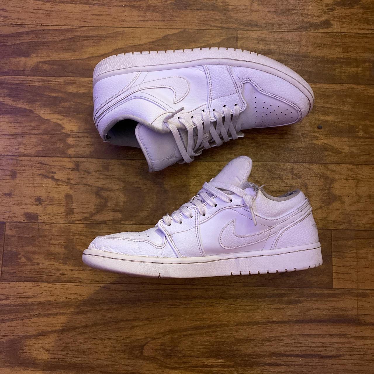 low top all white jordan 1